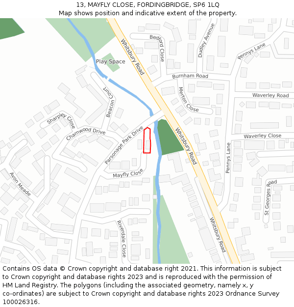 13, MAYFLY CLOSE, FORDINGBRIDGE, SP6 1LQ: Location map and indicative extent of plot