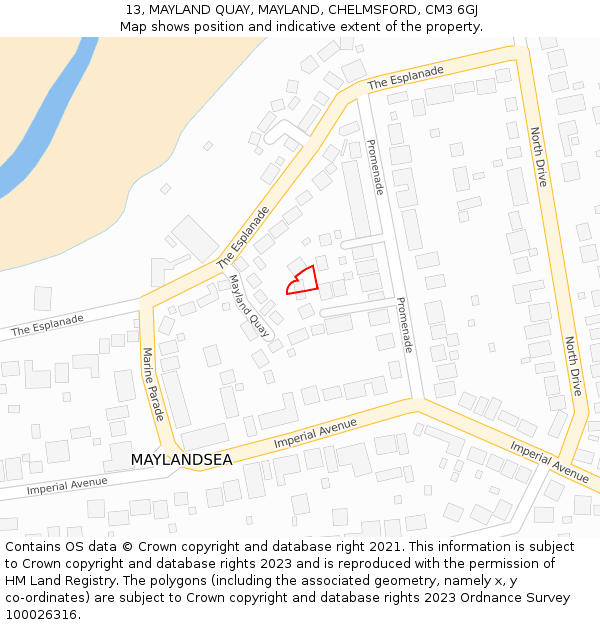 13, MAYLAND QUAY, MAYLAND, CHELMSFORD, CM3 6GJ: Location map and indicative extent of plot