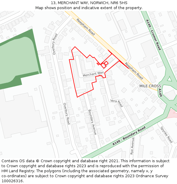13, MERCHANT WAY, NORWICH, NR6 5HS: Location map and indicative extent of plot