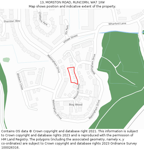 13, MORSTON ROAD, RUNCORN, WA7 1XW: Location map and indicative extent of plot