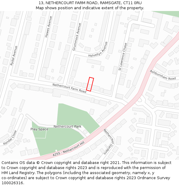 13, NETHERCOURT FARM ROAD, RAMSGATE, CT11 0RU: Location map and indicative extent of plot
