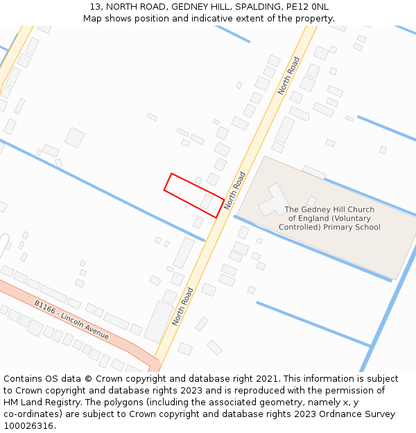 13, NORTH ROAD, GEDNEY HILL, SPALDING, PE12 0NL: Location map and indicative extent of plot