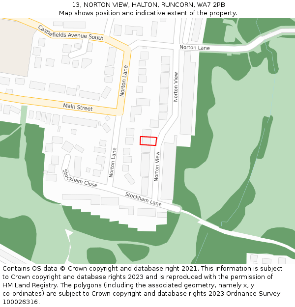 13, NORTON VIEW, HALTON, RUNCORN, WA7 2PB: Location map and indicative extent of plot