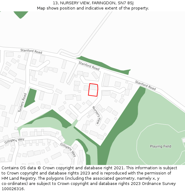 13, NURSERY VIEW, FARINGDON, SN7 8SJ: Location map and indicative extent of plot