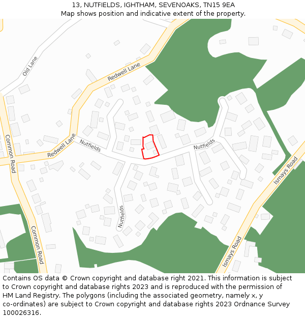 13, NUTFIELDS, IGHTHAM, SEVENOAKS, TN15 9EA: Location map and indicative extent of plot