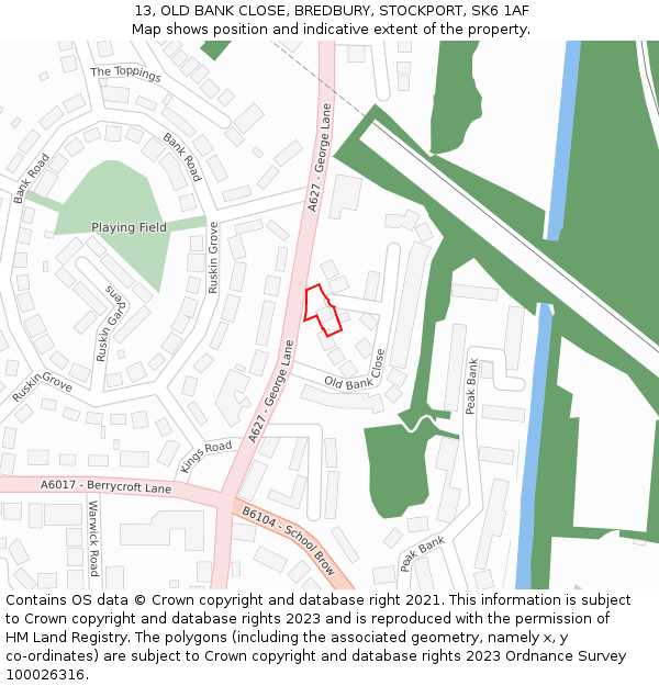 13, OLD BANK CLOSE, BREDBURY, STOCKPORT, SK6 1AF: Location map and indicative extent of plot