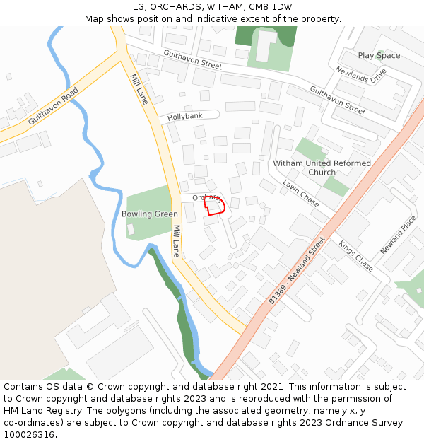 13, ORCHARDS, WITHAM, CM8 1DW: Location map and indicative extent of plot