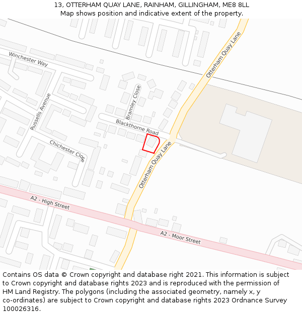 13, OTTERHAM QUAY LANE, RAINHAM, GILLINGHAM, ME8 8LL: Location map and indicative extent of plot