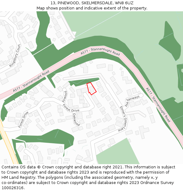 13, PINEWOOD, SKELMERSDALE, WN8 6UZ: Location map and indicative extent of plot