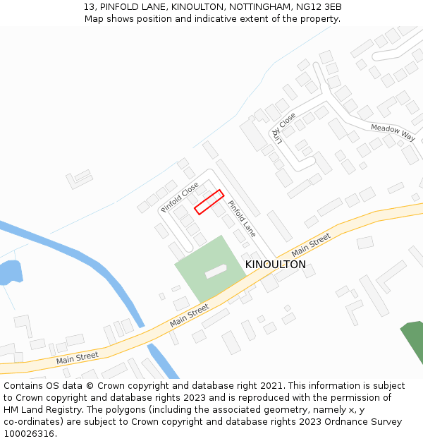 13, PINFOLD LANE, KINOULTON, NOTTINGHAM, NG12 3EB: Location map and indicative extent of plot