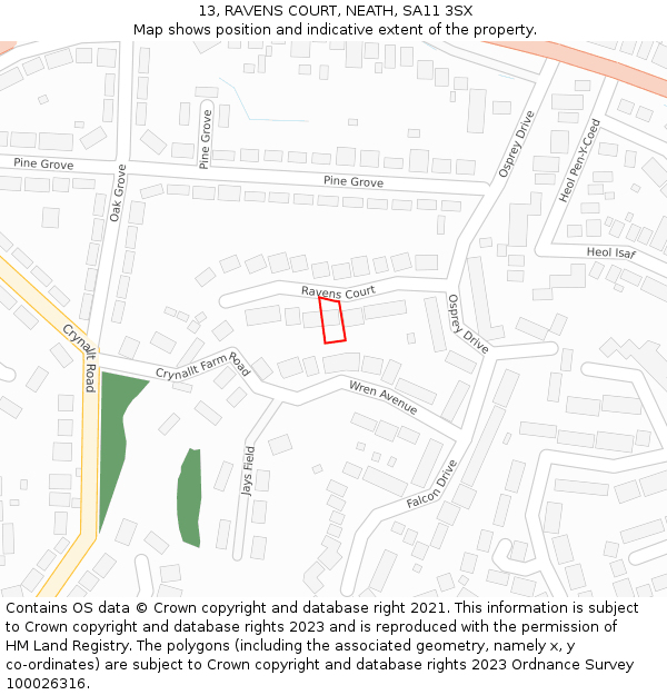 13, RAVENS COURT, NEATH, SA11 3SX: Location map and indicative extent of plot