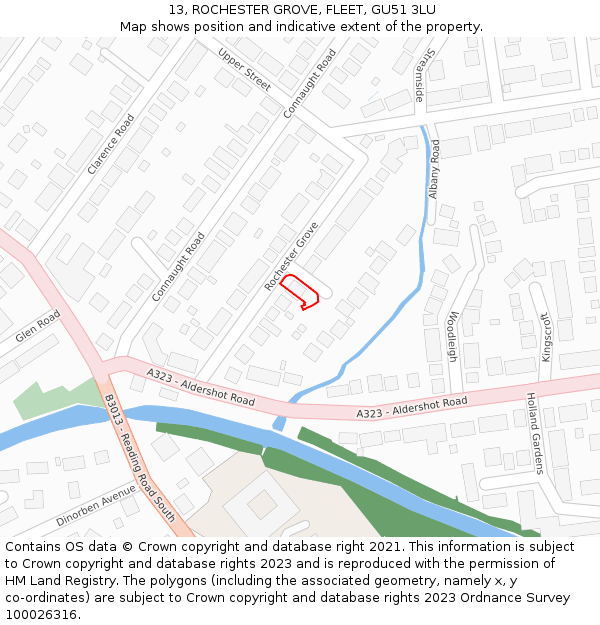 13, ROCHESTER GROVE, FLEET, GU51 3LU: Location map and indicative extent of plot