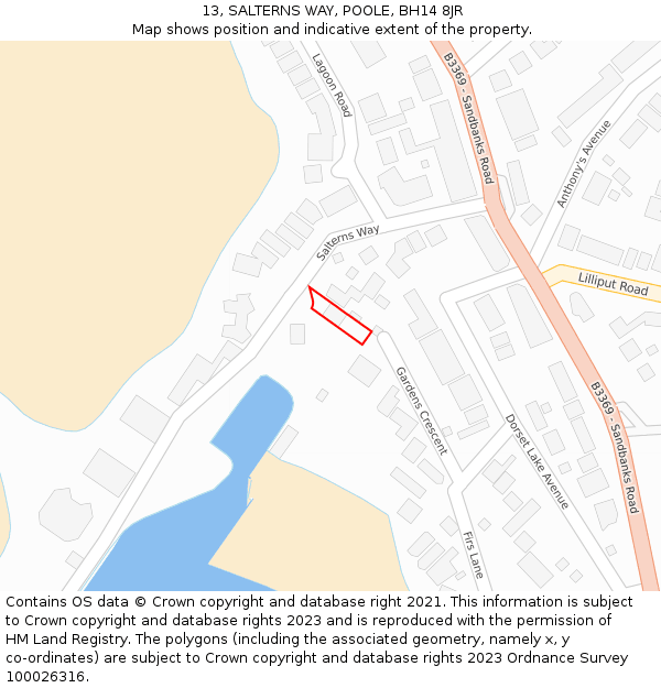 13, SALTERNS WAY, POOLE, BH14 8JR: Location map and indicative extent of plot
