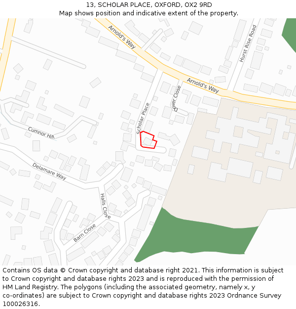 13, SCHOLAR PLACE, OXFORD, OX2 9RD: Location map and indicative extent of plot