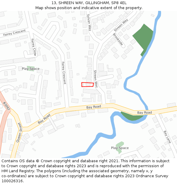 13, SHREEN WAY, GILLINGHAM, SP8 4EL: Location map and indicative extent of plot