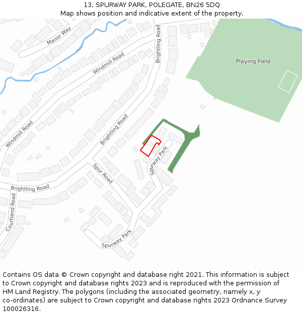 13, SPURWAY PARK, POLEGATE, BN26 5DQ: Location map and indicative extent of plot