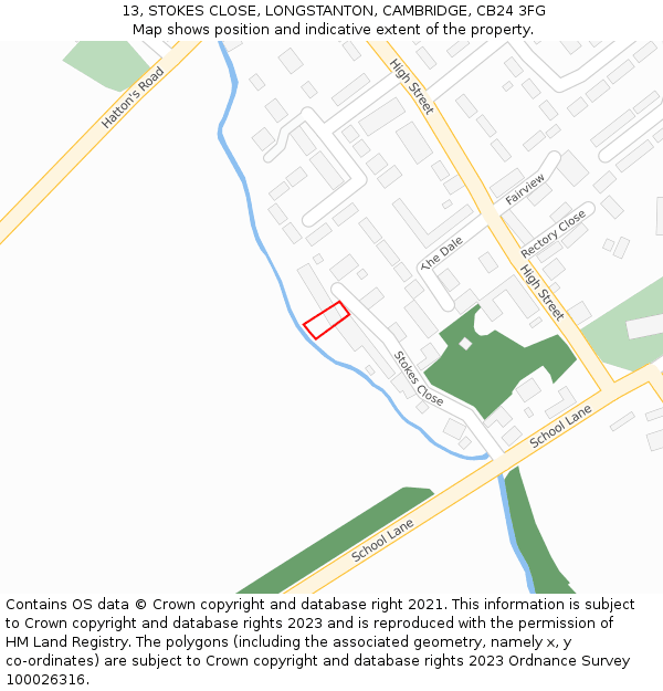 13, STOKES CLOSE, LONGSTANTON, CAMBRIDGE, CB24 3FG: Location map and indicative extent of plot