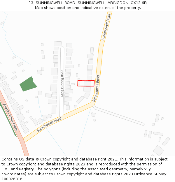 13, SUNNINGWELL ROAD, SUNNINGWELL, ABINGDON, OX13 6BJ: Location map and indicative extent of plot