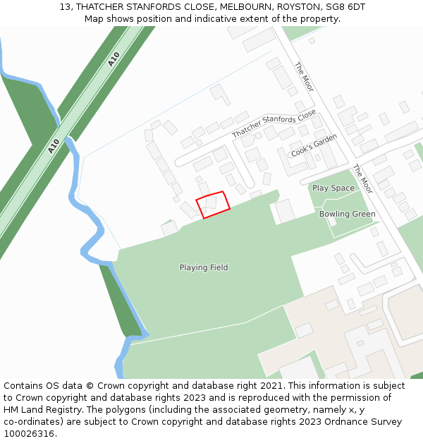 13, THATCHER STANFORDS CLOSE, MELBOURN, ROYSTON, SG8 6DT: Location map and indicative extent of plot