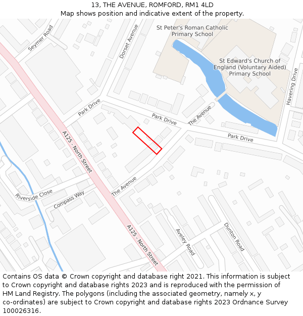 13, THE AVENUE, ROMFORD, RM1 4LD: Location map and indicative extent of plot