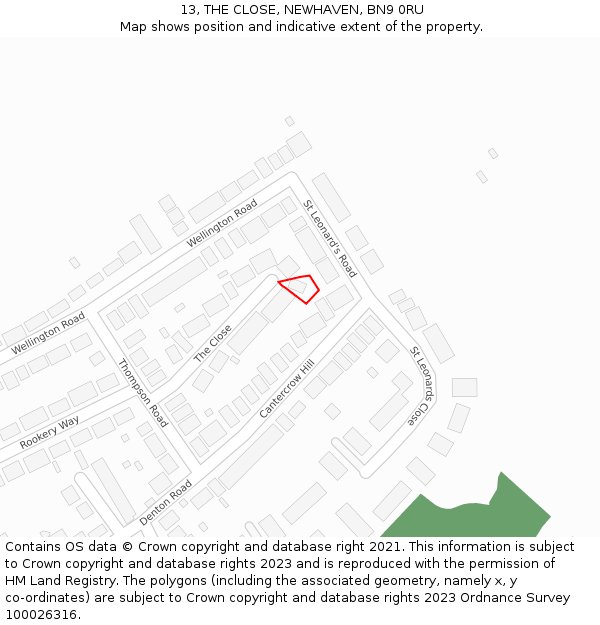 13, THE CLOSE, NEWHAVEN, BN9 0RU: Location map and indicative extent of plot