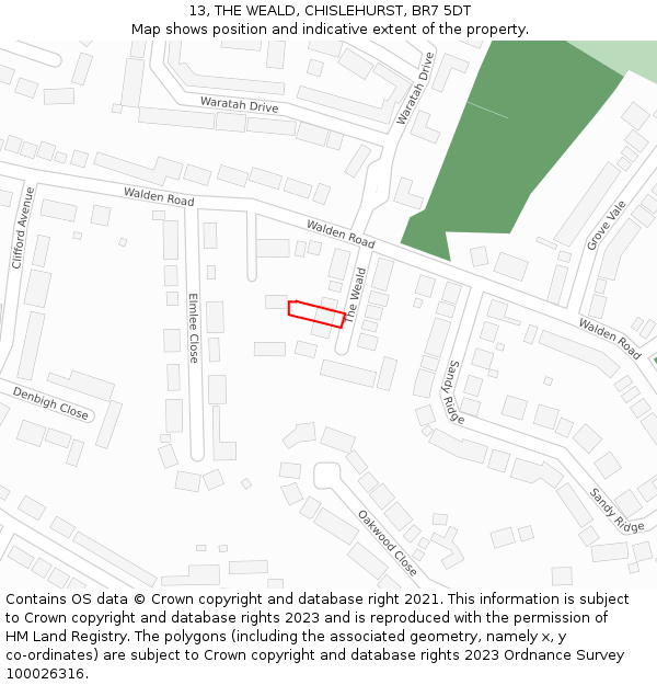 13, THE WEALD, CHISLEHURST, BR7 5DT: Location map and indicative extent of plot
