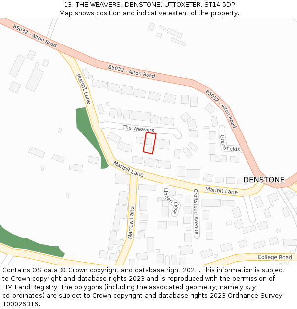 13, THE WEAVERS, DENSTONE, UTTOXETER, ST14 5DP: Location map and indicative extent of plot