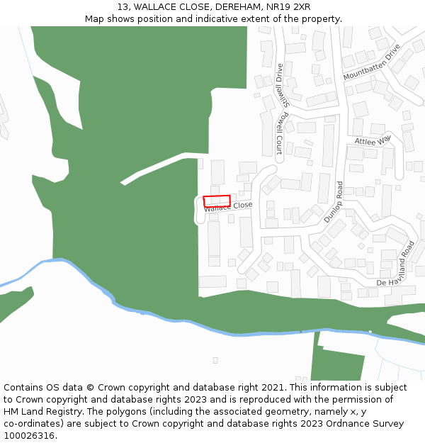13, WALLACE CLOSE, DEREHAM, NR19 2XR: Location map and indicative extent of plot