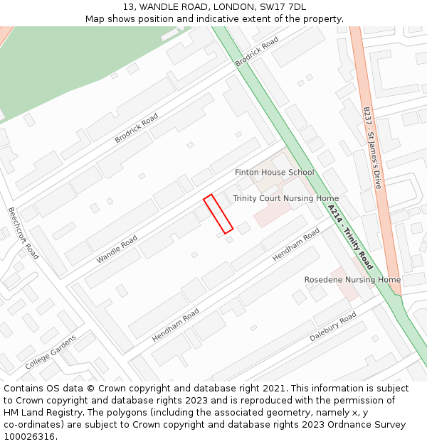 13, WANDLE ROAD, LONDON, SW17 7DL: Location map and indicative extent of plot