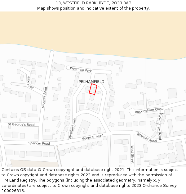 13, WESTFIELD PARK, RYDE, PO33 3AB: Location map and indicative extent of plot