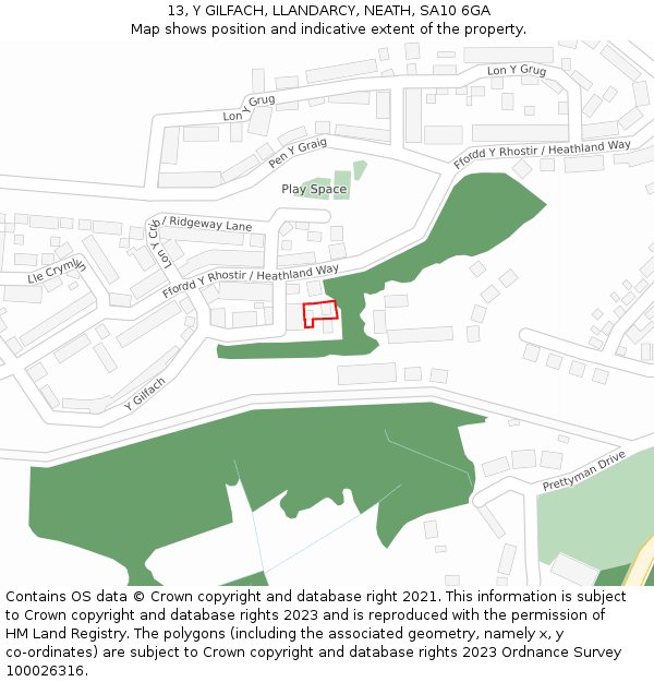 13, Y GILFACH, LLANDARCY, NEATH, SA10 6GA: Location map and indicative extent of plot
