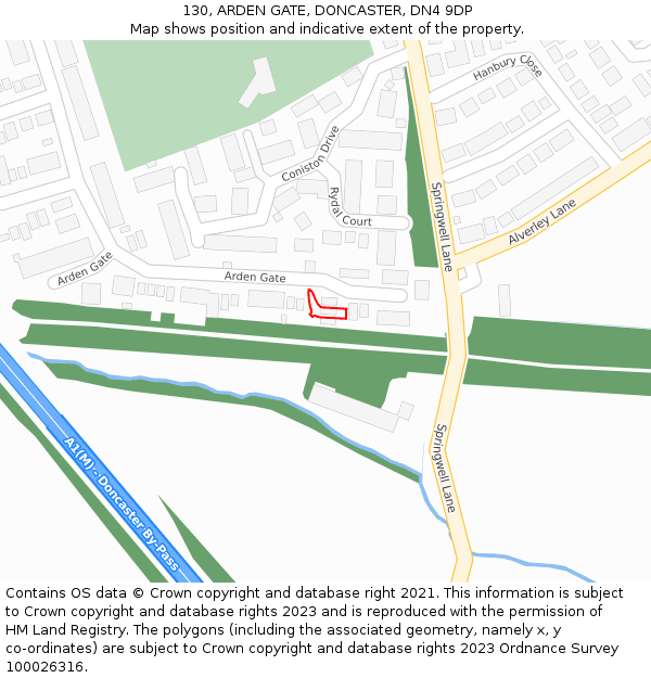 130, ARDEN GATE, DONCASTER, DN4 9DP: Location map and indicative extent of plot