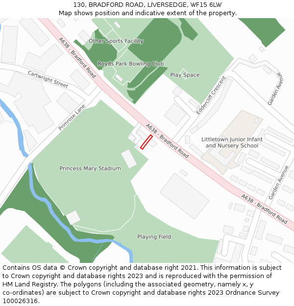 130, BRADFORD ROAD, LIVERSEDGE, WF15 6LW: Location map and indicative extent of plot