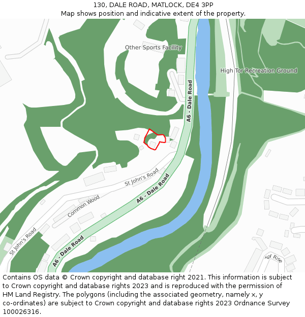 130, DALE ROAD, MATLOCK, DE4 3PP: Location map and indicative extent of plot