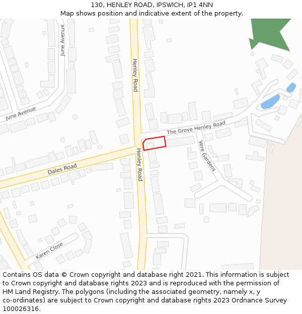 130, HENLEY ROAD, IPSWICH, IP1 4NN: Location map and indicative extent of plot