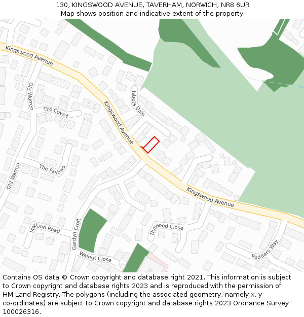 130, KINGSWOOD AVENUE, TAVERHAM, NORWICH, NR8 6UR: Location map and indicative extent of plot