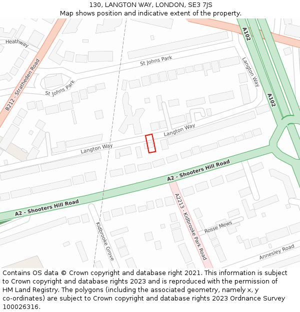 130, LANGTON WAY, LONDON, SE3 7JS: Location map and indicative extent of plot