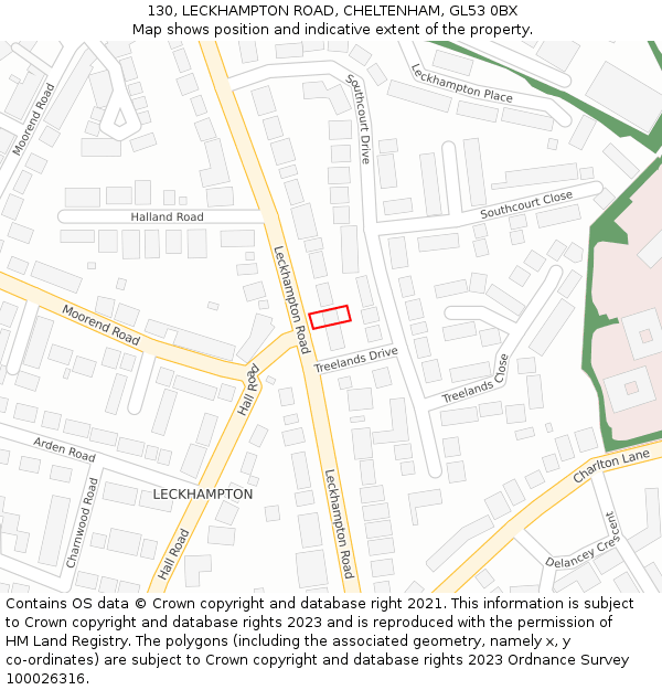 130, LECKHAMPTON ROAD, CHELTENHAM, GL53 0BX: Location map and indicative extent of plot