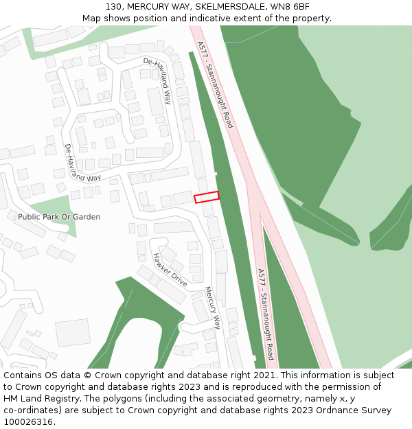 130, MERCURY WAY, SKELMERSDALE, WN8 6BF: Location map and indicative extent of plot