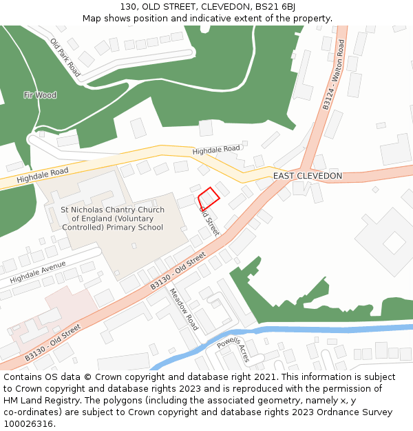 130, OLD STREET, CLEVEDON, BS21 6BJ: Location map and indicative extent of plot