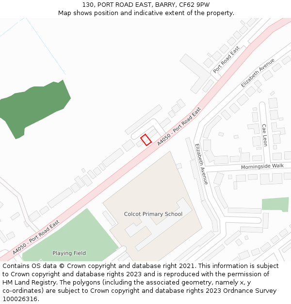 130, PORT ROAD EAST, BARRY, CF62 9PW: Location map and indicative extent of plot