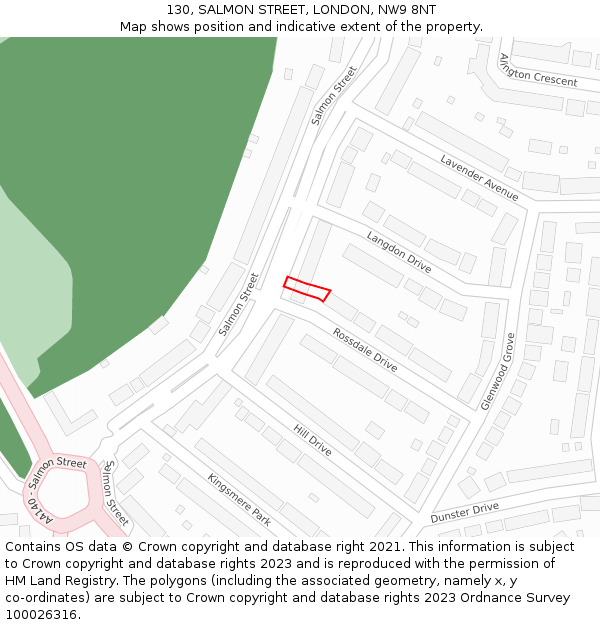 130, SALMON STREET, LONDON, NW9 8NT: Location map and indicative extent of plot