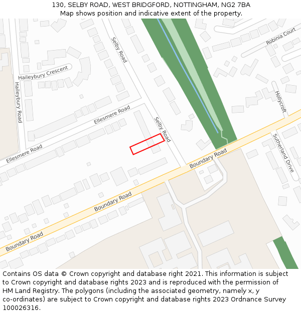 130, SELBY ROAD, WEST BRIDGFORD, NOTTINGHAM, NG2 7BA: Location map and indicative extent of plot