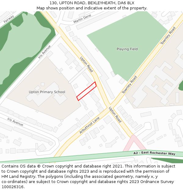 130, UPTON ROAD, BEXLEYHEATH, DA6 8LX: Location map and indicative extent of plot