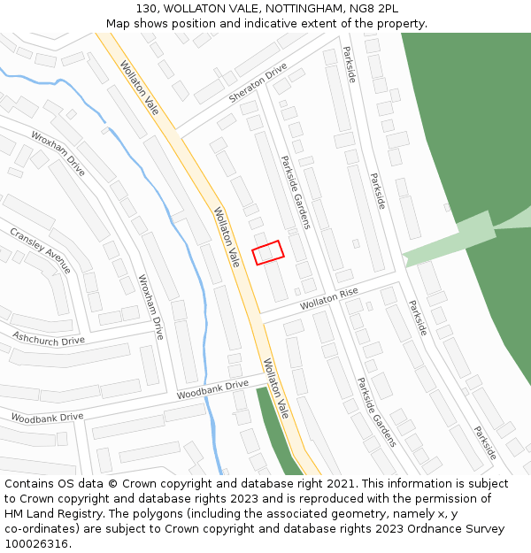 130, WOLLATON VALE, NOTTINGHAM, NG8 2PL: Location map and indicative extent of plot