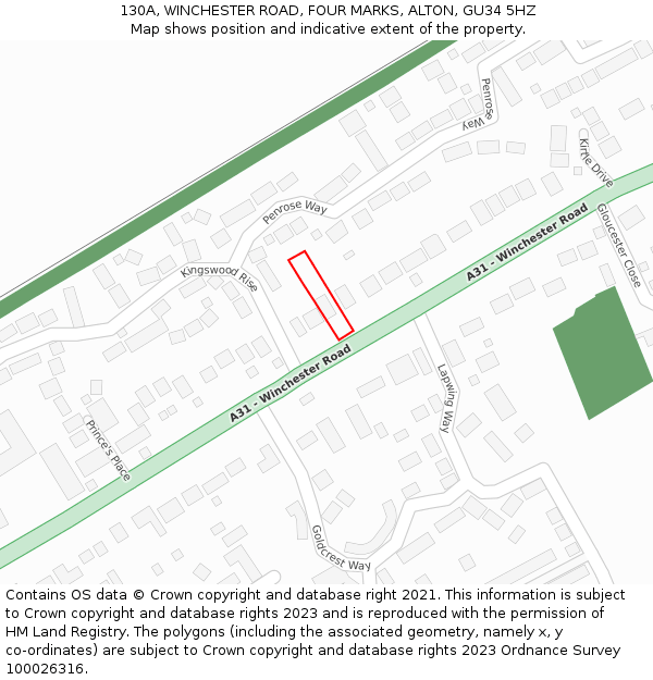 130A, WINCHESTER ROAD, FOUR MARKS, ALTON, GU34 5HZ: Location map and indicative extent of plot