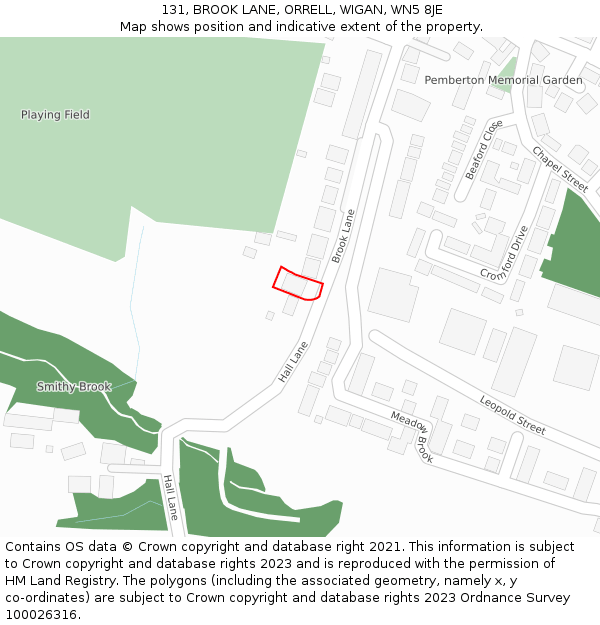 131, BROOK LANE, ORRELL, WIGAN, WN5 8JE: Location map and indicative extent of plot