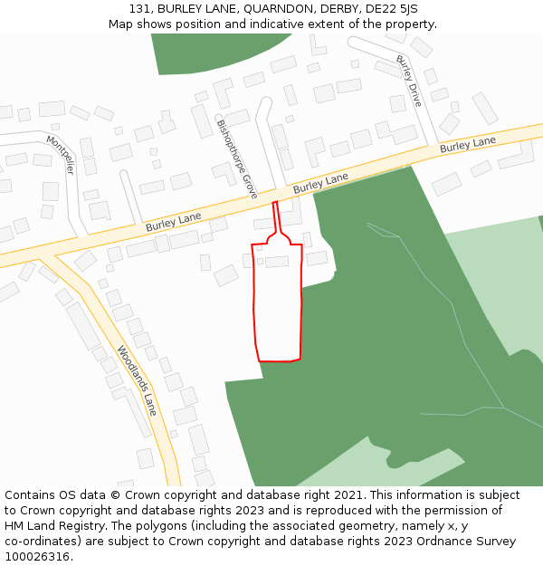 131, BURLEY LANE, QUARNDON, DERBY, DE22 5JS: Location map and indicative extent of plot