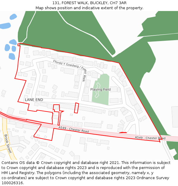 131, FOREST WALK, BUCKLEY, CH7 3AR: Location map and indicative extent of plot