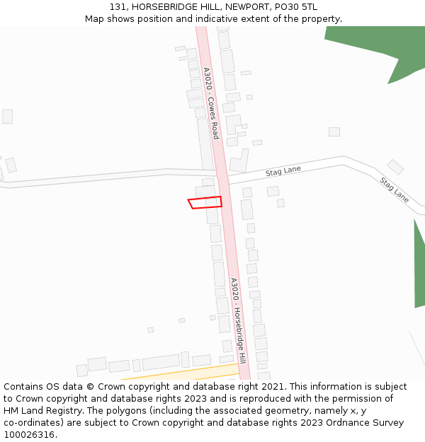 131, HORSEBRIDGE HILL, NEWPORT, PO30 5TL: Location map and indicative extent of plot